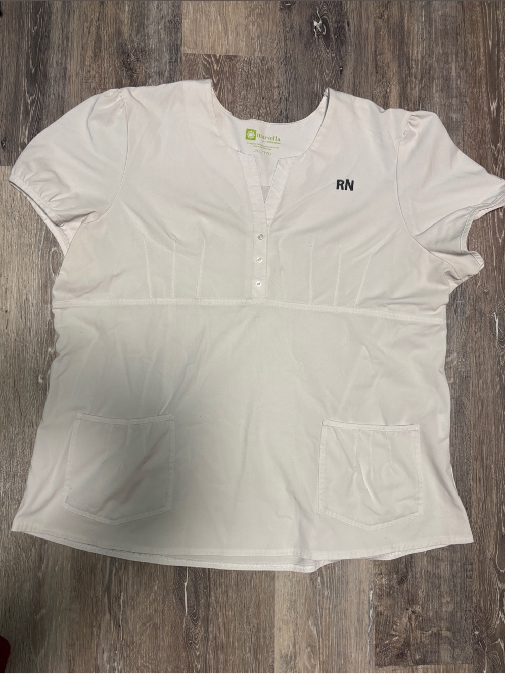 Marvella Short Sleeved White RN Scrub Top Plus Size